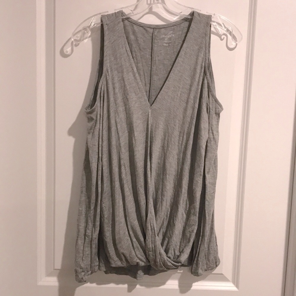 NWOT- Draped V-Neck Wrap Cold Shoulder Top